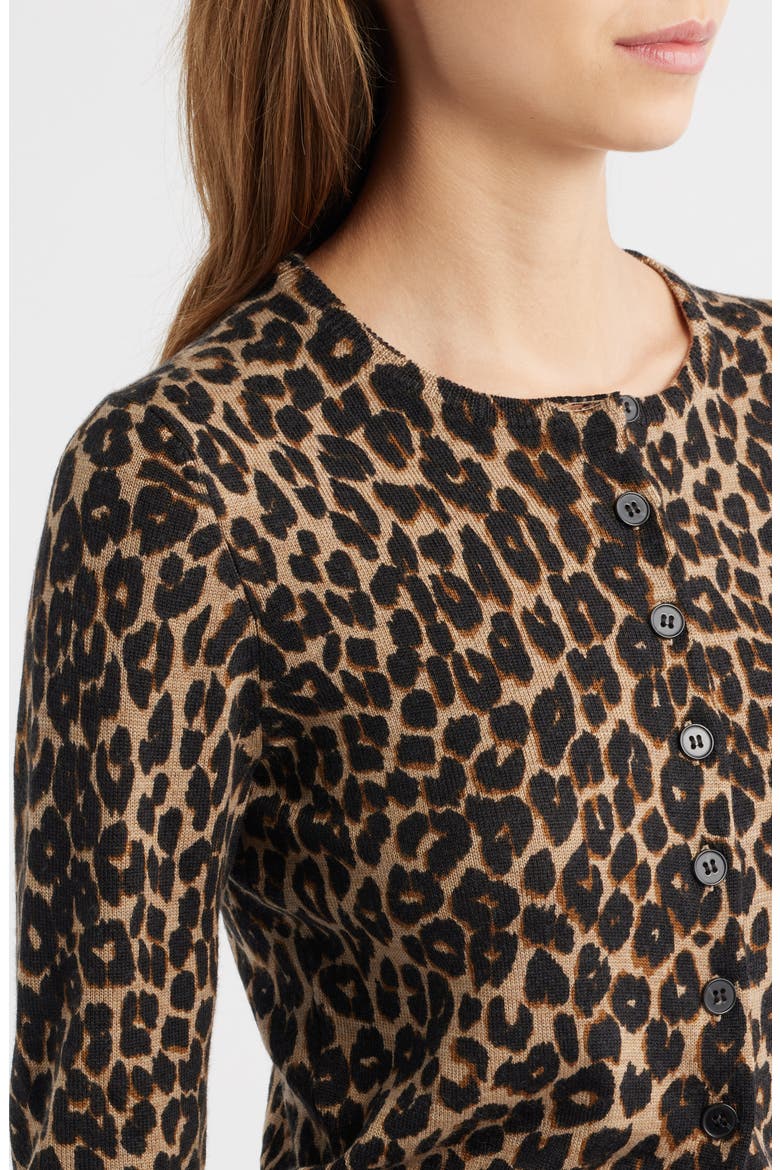 Bernadette Leopard Print Merino Wool Cardigan, Alternate, color, LEOPARD