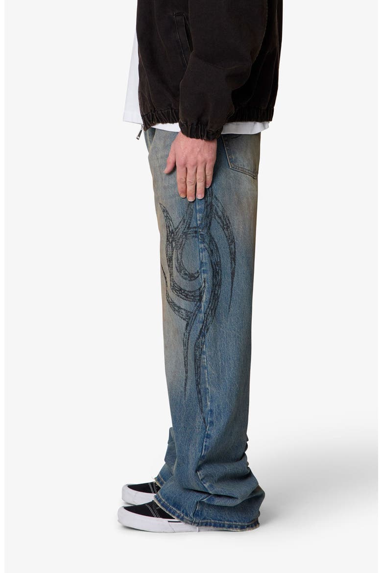 Embroidered Ultra Wide Leg Jeans, Alternate, color, MEDIUM BLUE