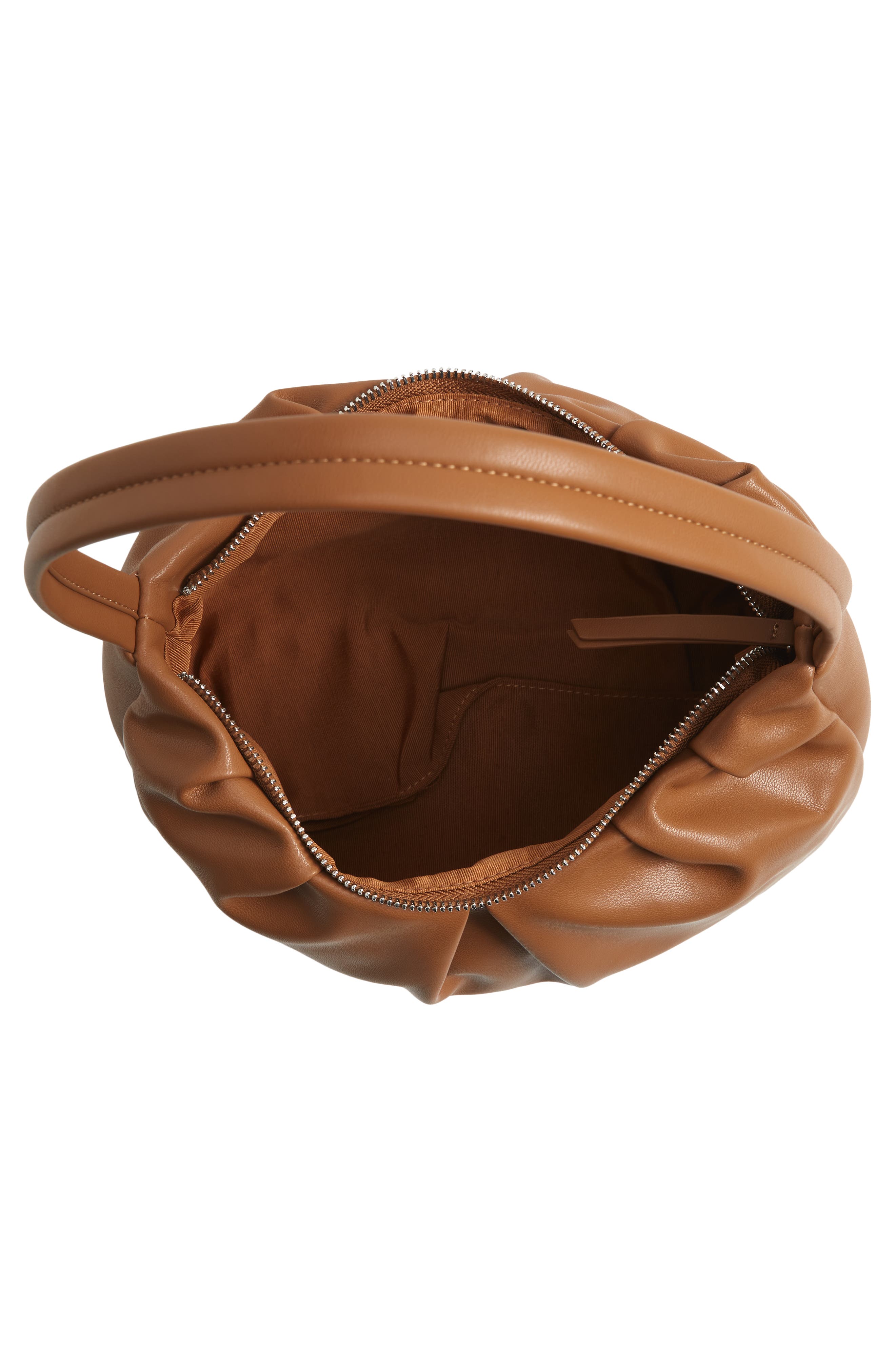 Gathered Faux Leather Baguette Bag, Alternate, color, TAUPE
