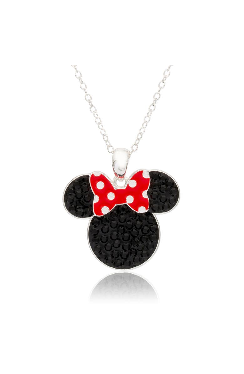 Disney Red Bow Pendant Necklace, Main, color, Silver/Black/Red