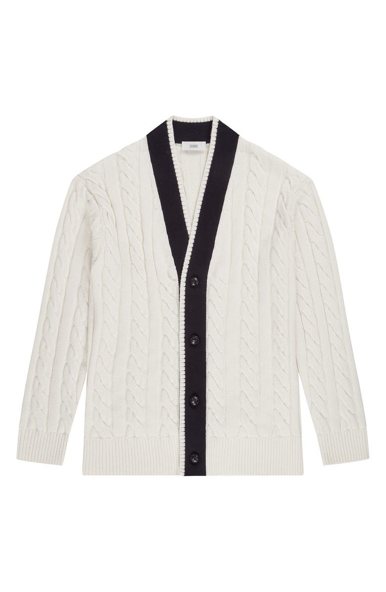 Closed Men's College Cable Wool Blend Cardigan, Alternate, color, Wool White
