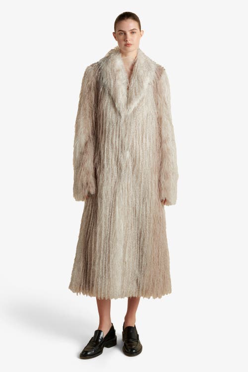 Marina Moscone Faux Fur Coat In Neutral