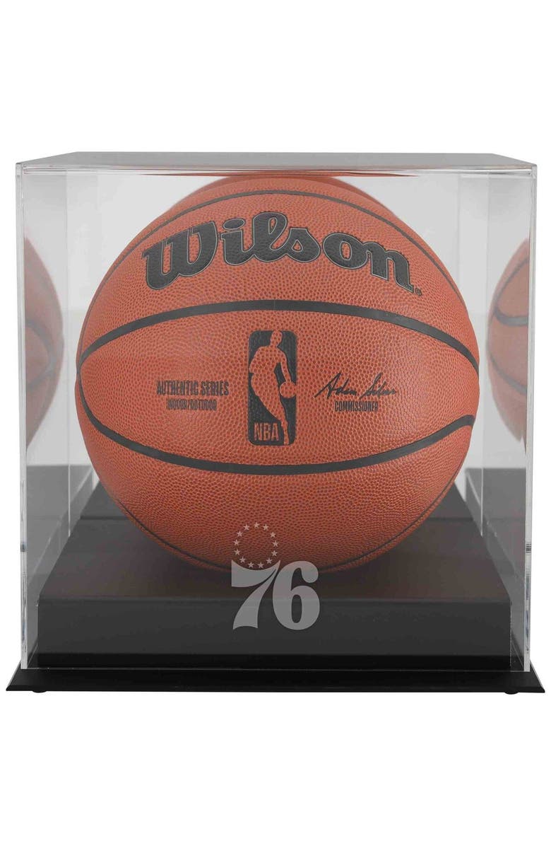 FANATICS AUTHENTIC Philadelphia 76ers Blackbase Team Logo Basketball Display Case with Mirrored Back, Main, color,
