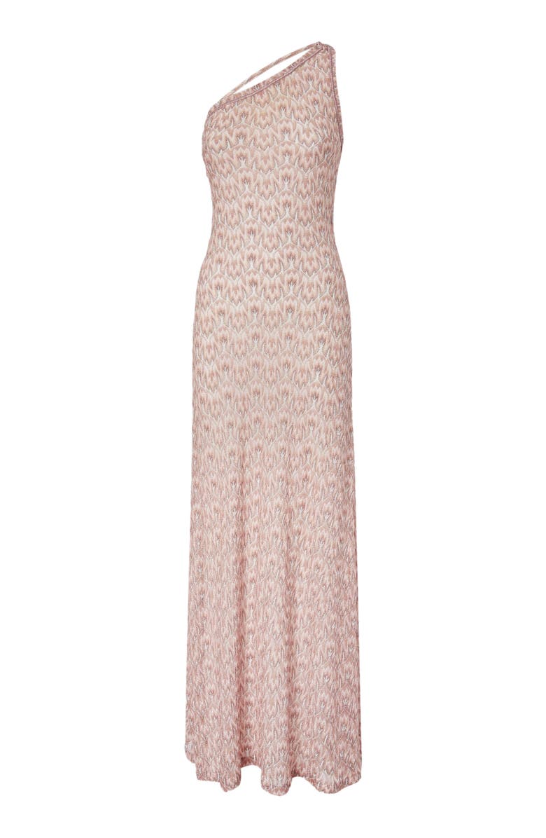 Missoni One-shoulder Dress In Lamé Viscose With Foliage Motif, Alternate, color, Multicoloured