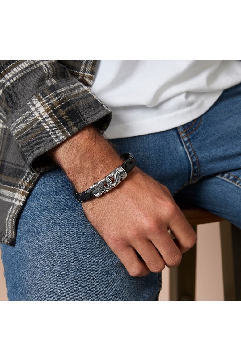 Black Woven Bracelet, Alternate, color, Silver