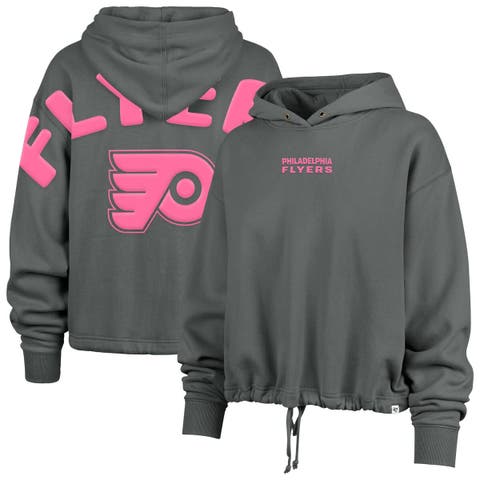 Women's '47 Gray Philadelphia Flyers Bright Side Venice Cropped Pullover Hoodie