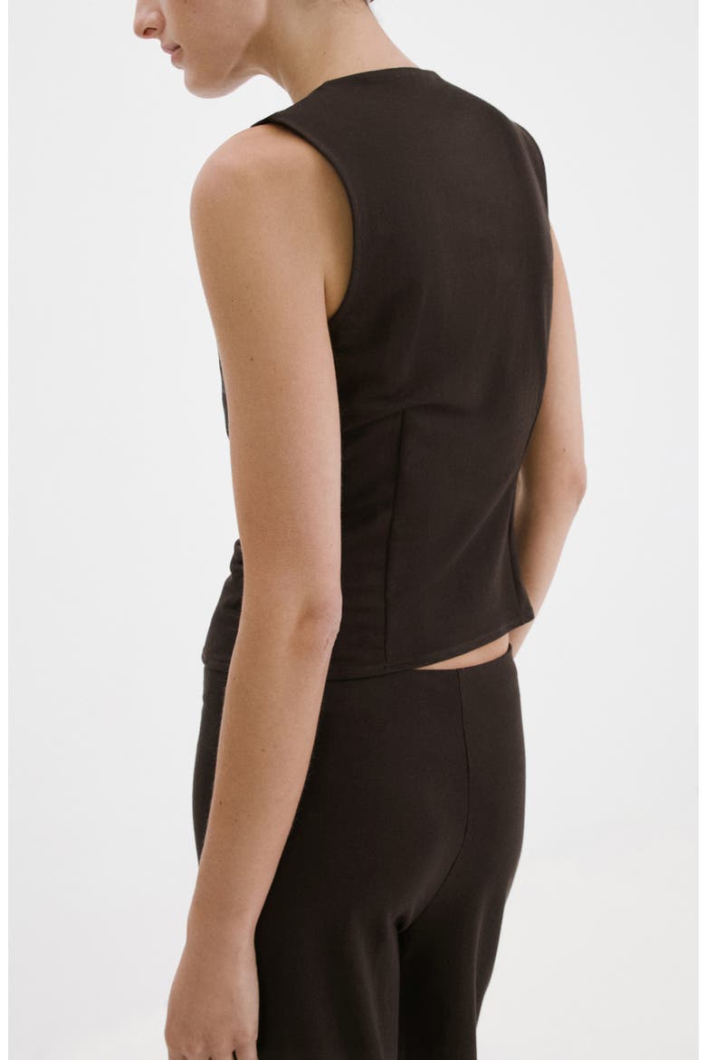 Ruched Faux Wrap Top, Alternate, color, BROWN