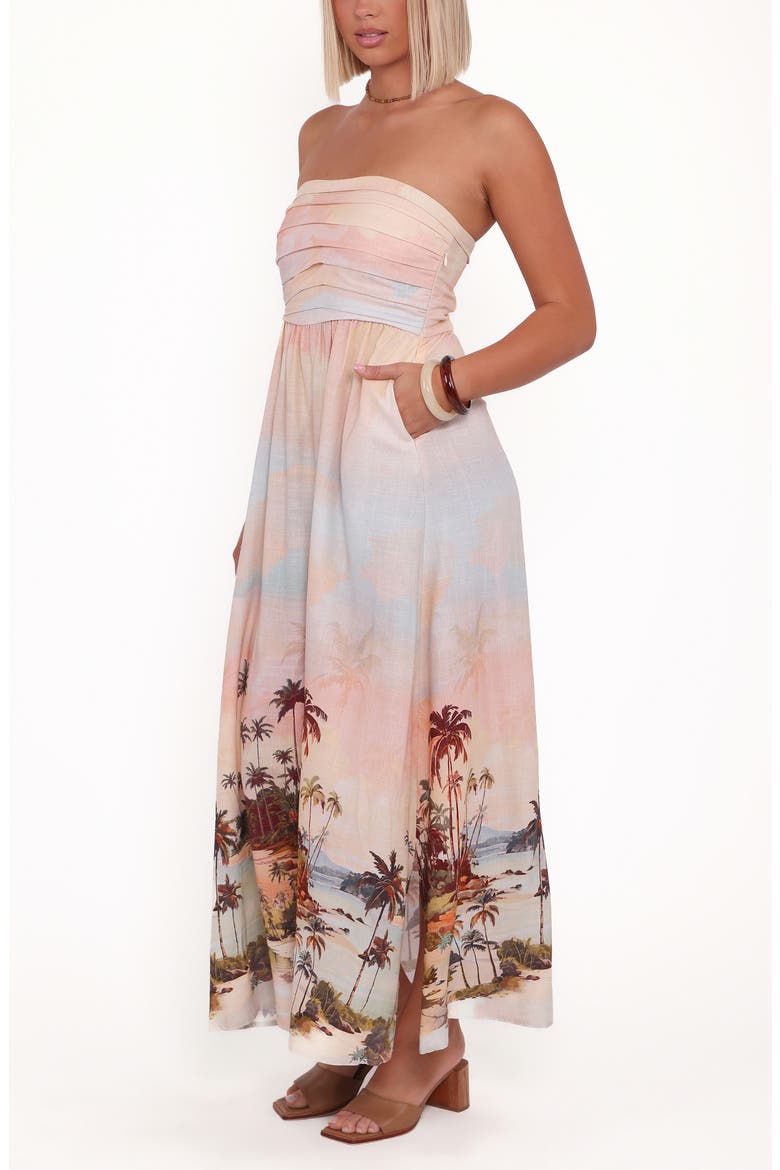 Marcia Strapless Dress, Alternate, color, SUNSET PRINT