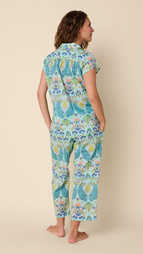 The Cat's Pajamas Voile Capri Pajama Set In Peacock In Blue