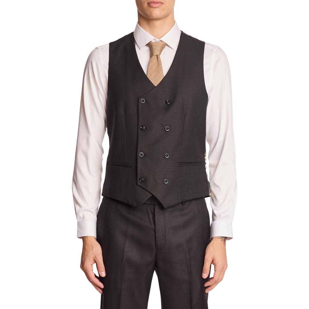 Paisley & Gray Marylebone Modern Fit Double Breasted Vest In Black