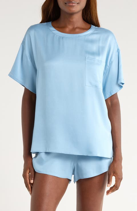 Washable Silk Tee Short Pajamas (Regular & Plus)
