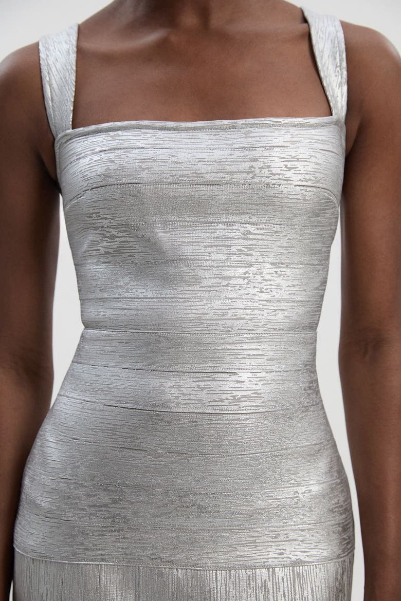 Metallic Strappy Knit Maxi Dress, Alternate, color, Silver
