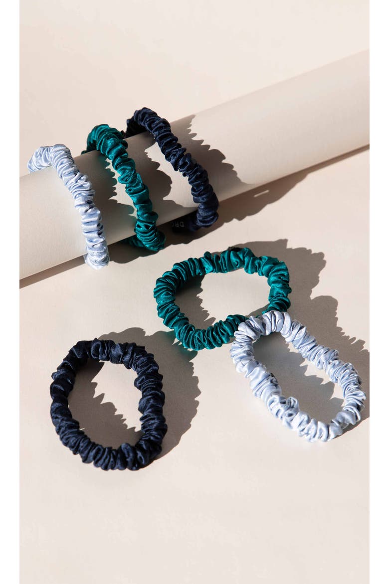 Skinny Scrunchie Set, Alternate, color, Green,Black & Blue