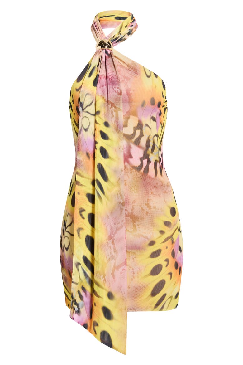 Brylee Butterfly Print Halter Minidress, Alternate, color, MAUVE BUTTERFLY
