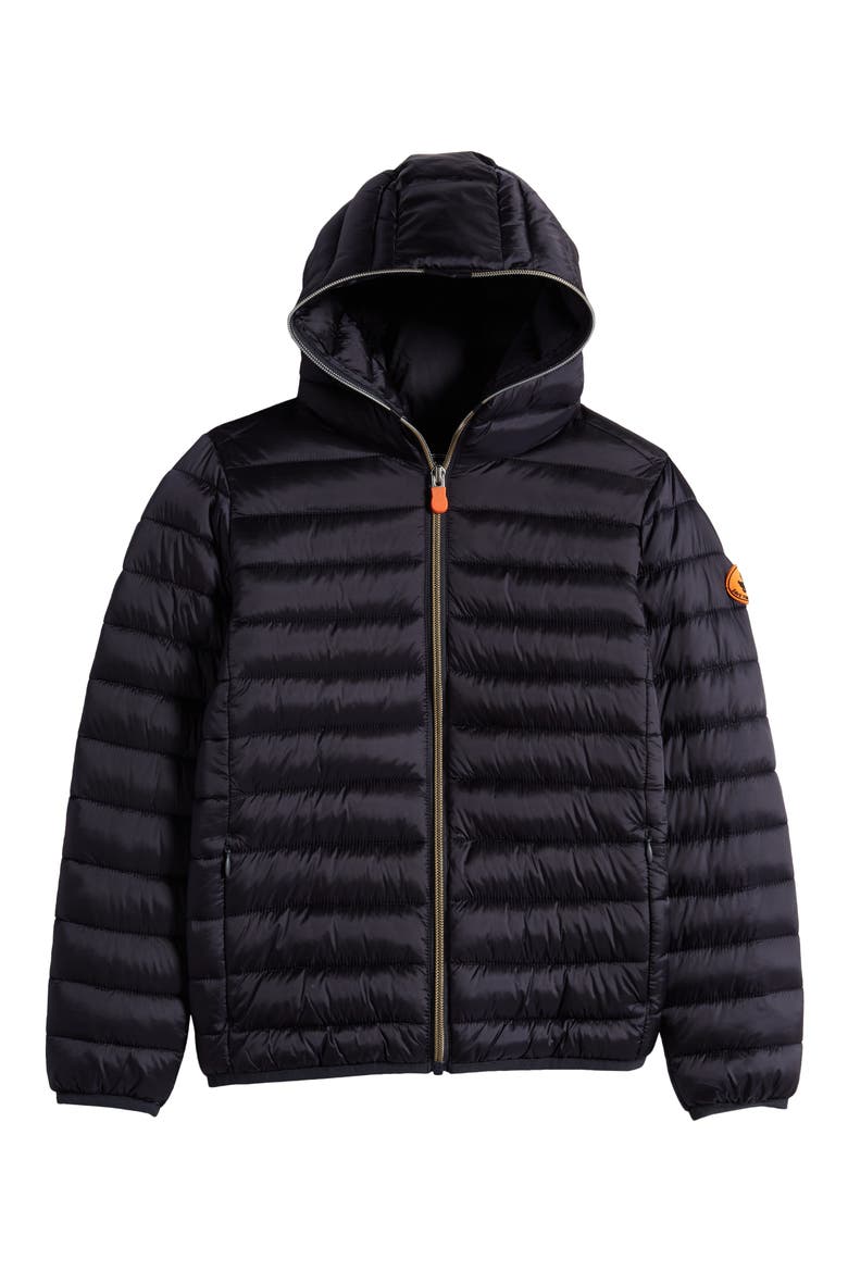 Kids' Iris Shiny Water Repellent Hooded Puffer Jacket, Main, color, BLUE BLACK
