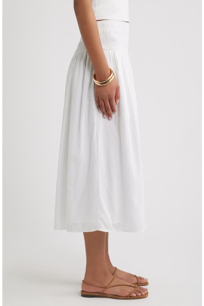 Smock Waist Midi Skirt, Alternate, color, WHITE