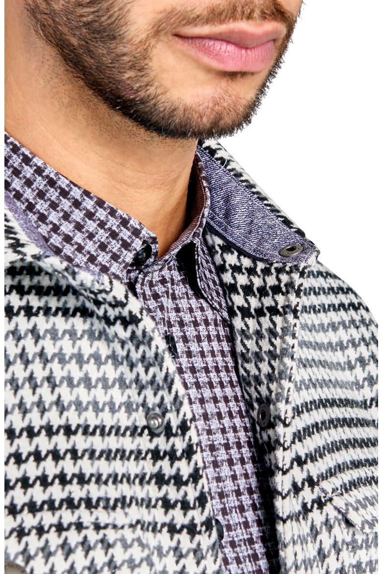 Houndstooth Printed Shirt Jacket, Alternate, color, GREY