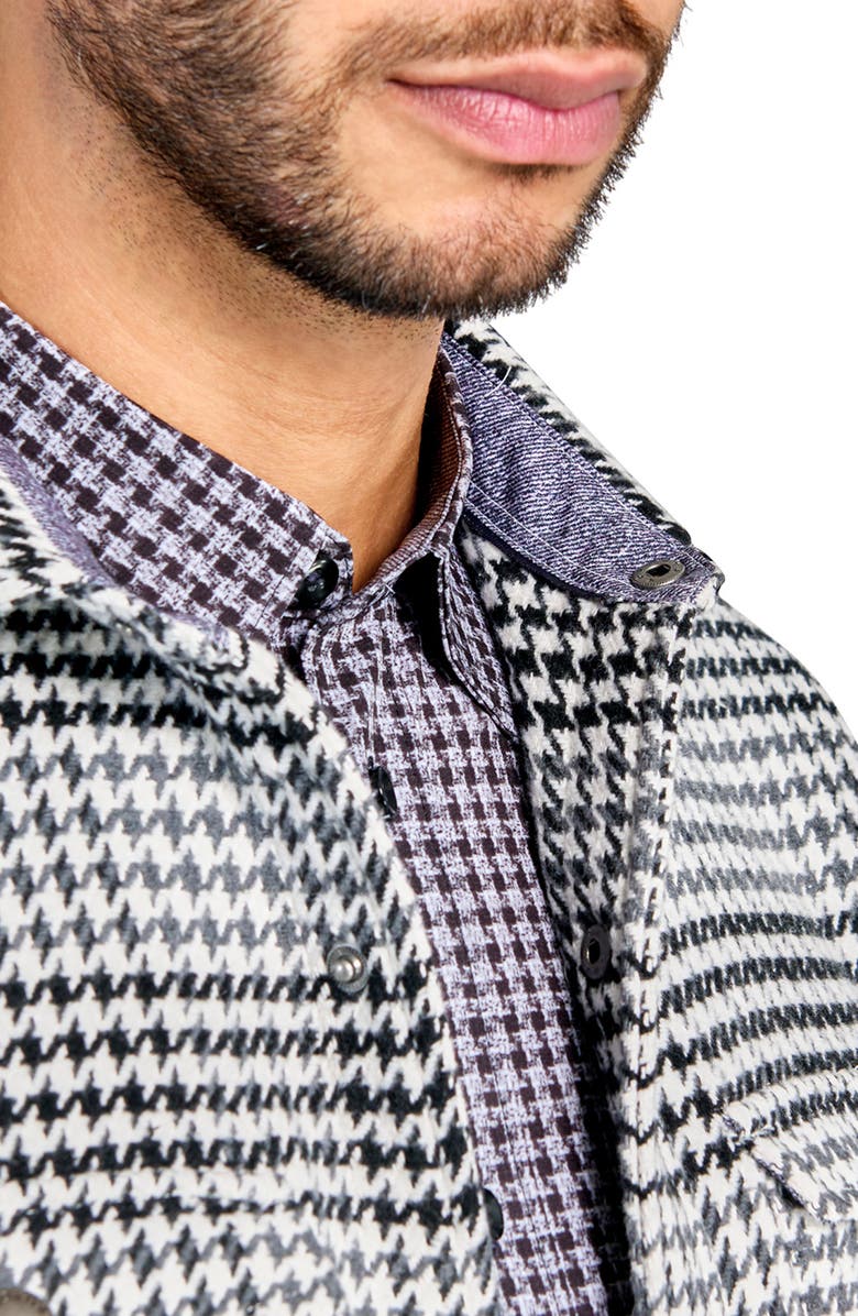 Brooklyn Brigade Houndstooth Printed Shirt Jacket, Alternate, color, Grey