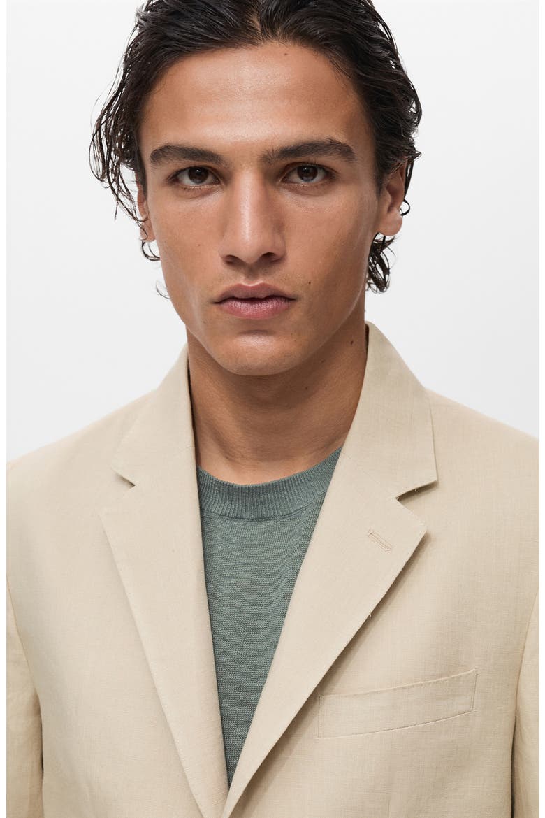 Slim Fit Linen Blazer, Alternate, color, MEDIUM BROWN