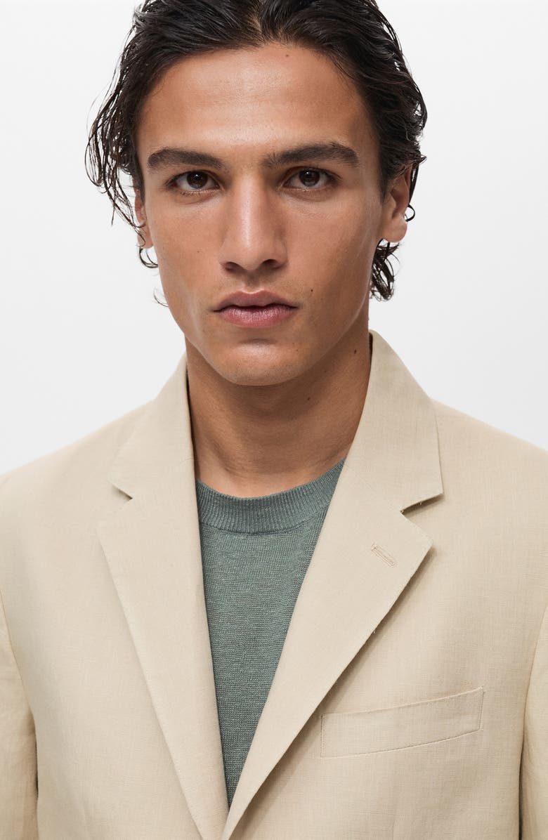 MANGO Slim Fit Linen Blazer, Alternate, color, Medium Brown