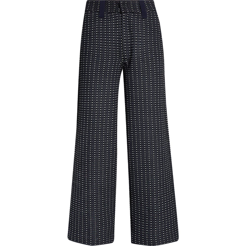 Zankov Charlie Geo Jacquard Straight Leg Pants In Black/cobalt Multi