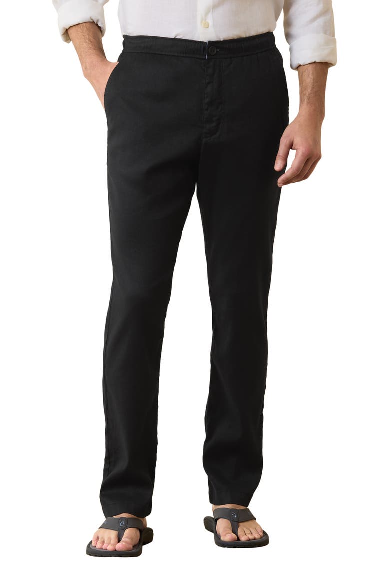 Beach Coast Stretch Linen & Cotton Pants, Main, color, BLACK