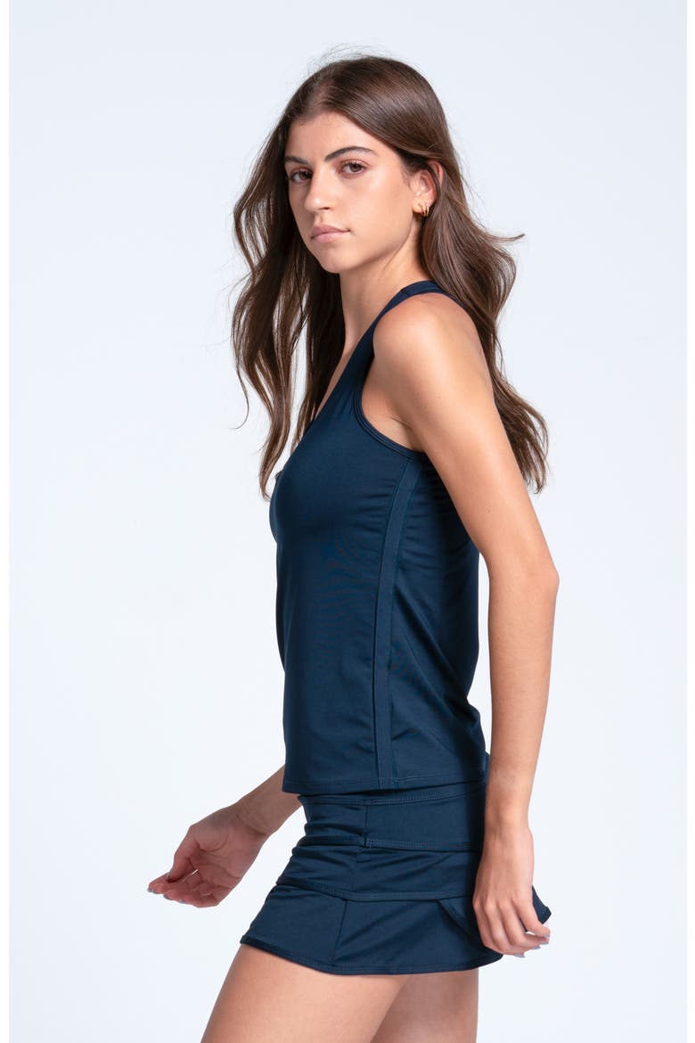 V-Neck Tank with Bra, Alternate, color, Midnight