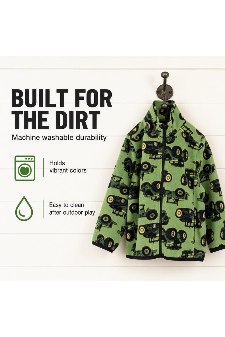 Fleece Zip-Up Jacket, Alternate, color, Dark Green Tractors