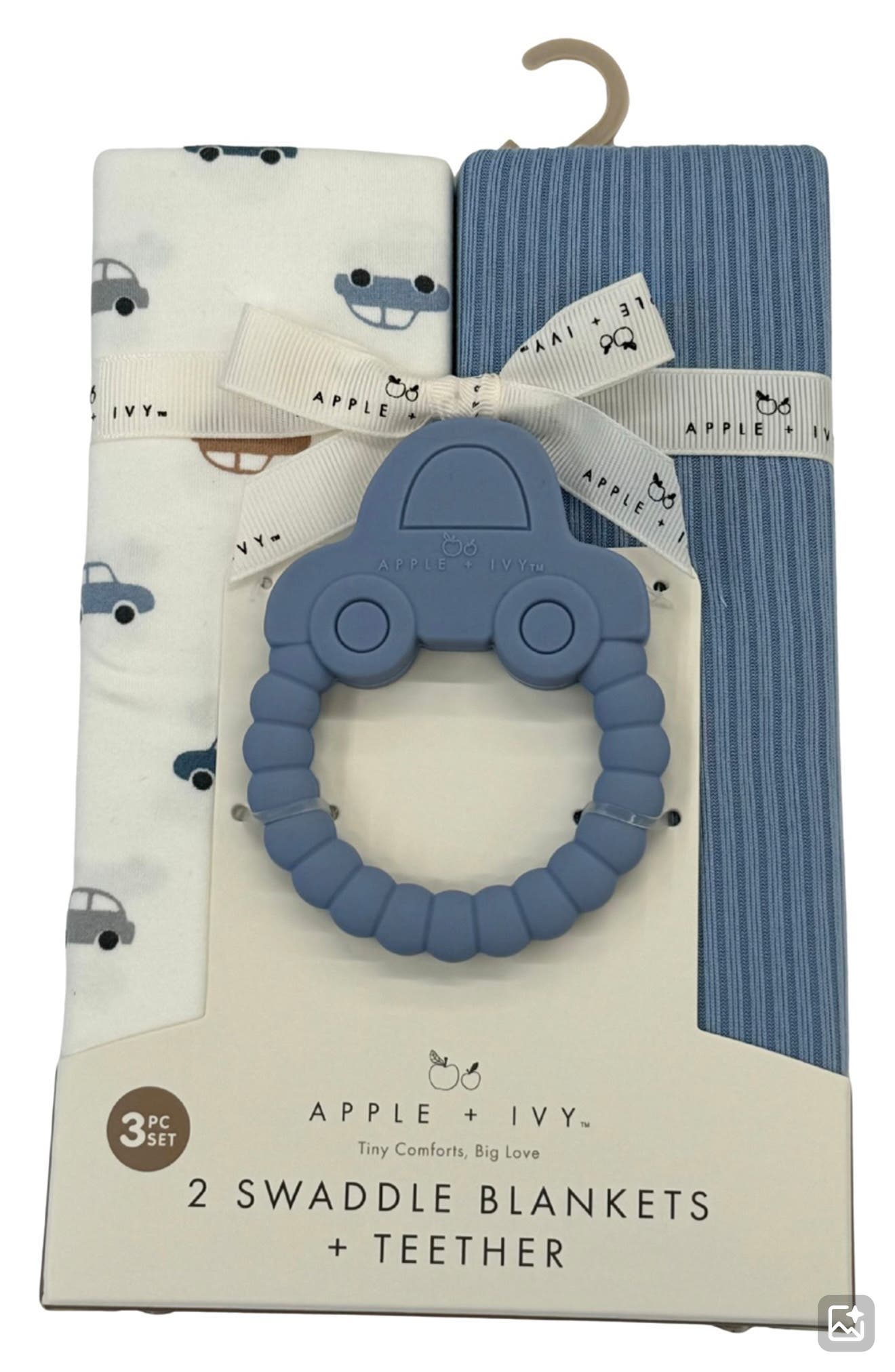 2-Pack Swaddle Blankets & Teether Set