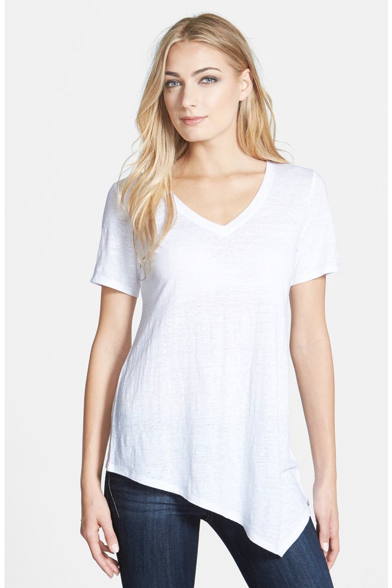 Organic Linen A-Line Tee, Main, color, WHITE