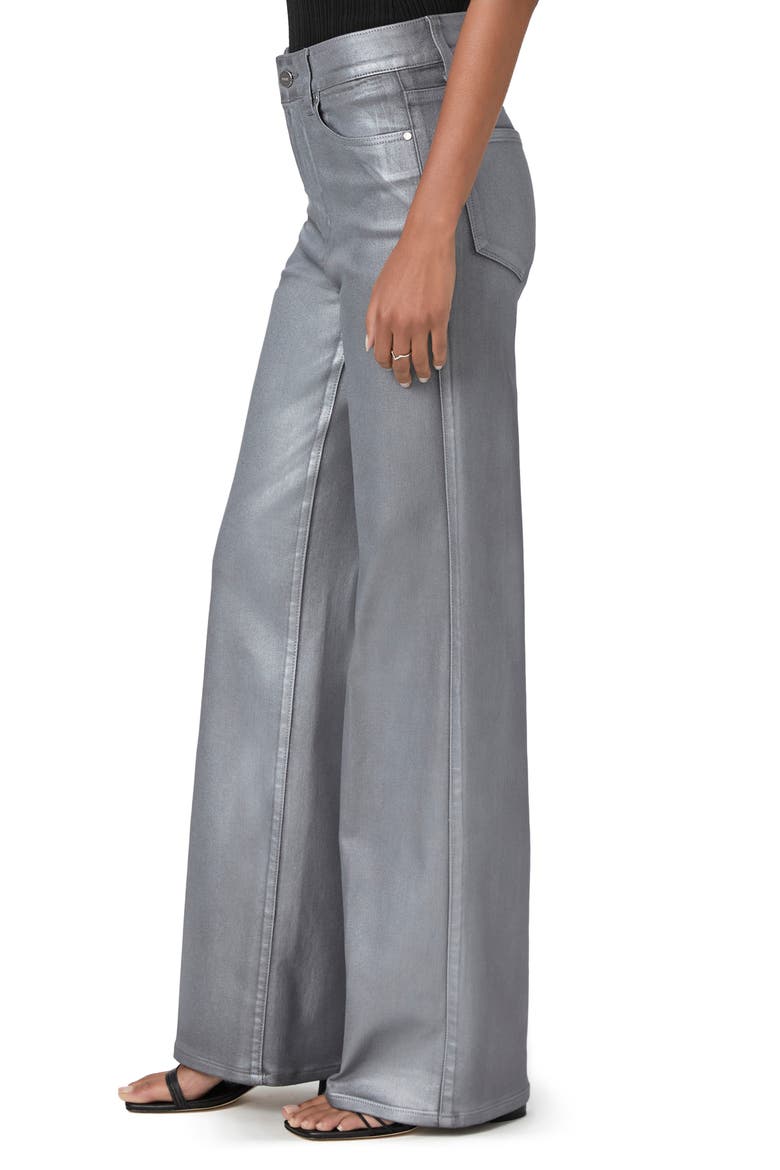 Sasha Coated High Waist Wide Leg Jeans, Alternate, color, SILVER SHIMMER LUXE COATING