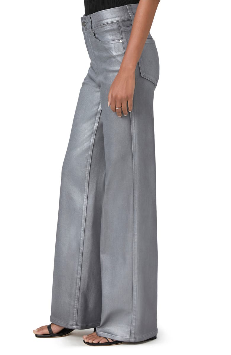PAIGE Sasha Coated High Waist Wide Leg Jeans, Alternate, color, Silver Shimmer Luxe Coating