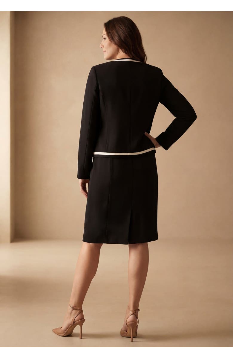 Jessica London Contrast-Trim Jacket & Sheath Dress Set, Alternate, color, Black White