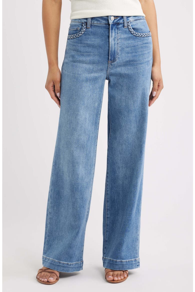 Anessa Braided Pocket High Waist Wide Leg Jeans, Main, color, ENCINO