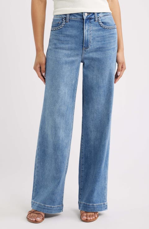 Anessa Braided Pocket High Waist Wide Leg Jeans (Encino)