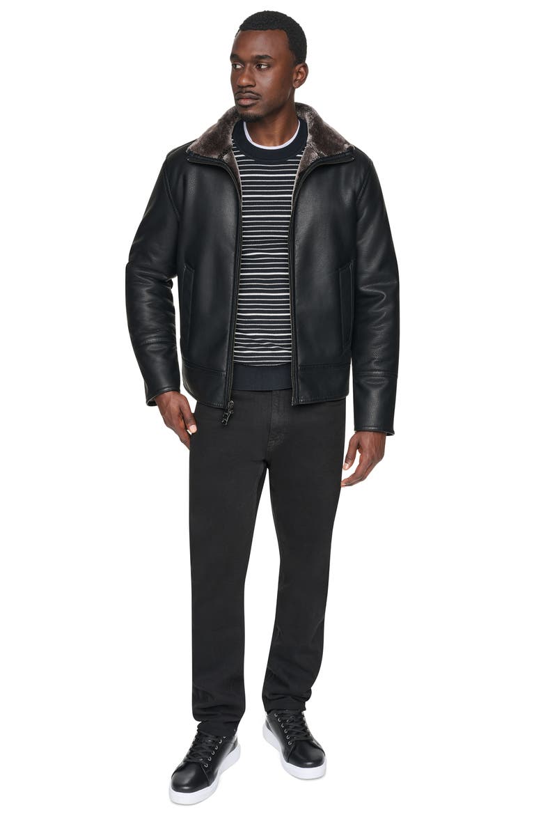 Faux Leather Jacket, Alternate, color, BLACK