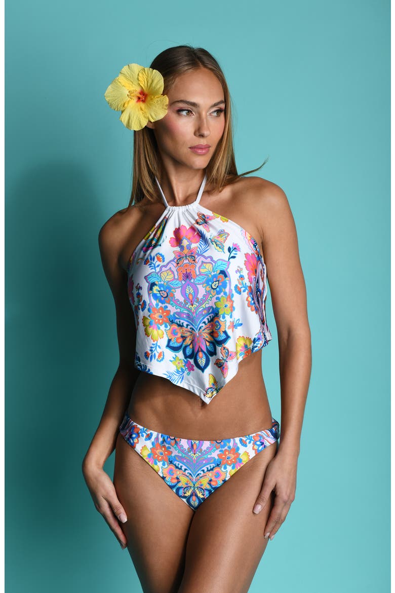 Butterfly Halter Tankini Top, Alternate, color, MULTI