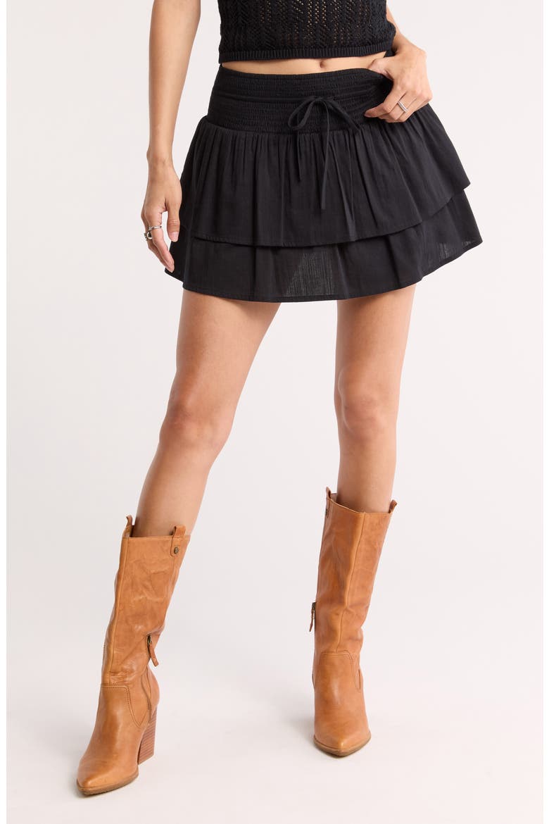 Tiered Mini Skirt, Main, color, BLACK