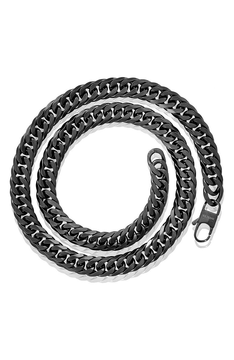 INVICTA Mens' 11.5mm Curb Chain Necklace, Alternate, color, Black