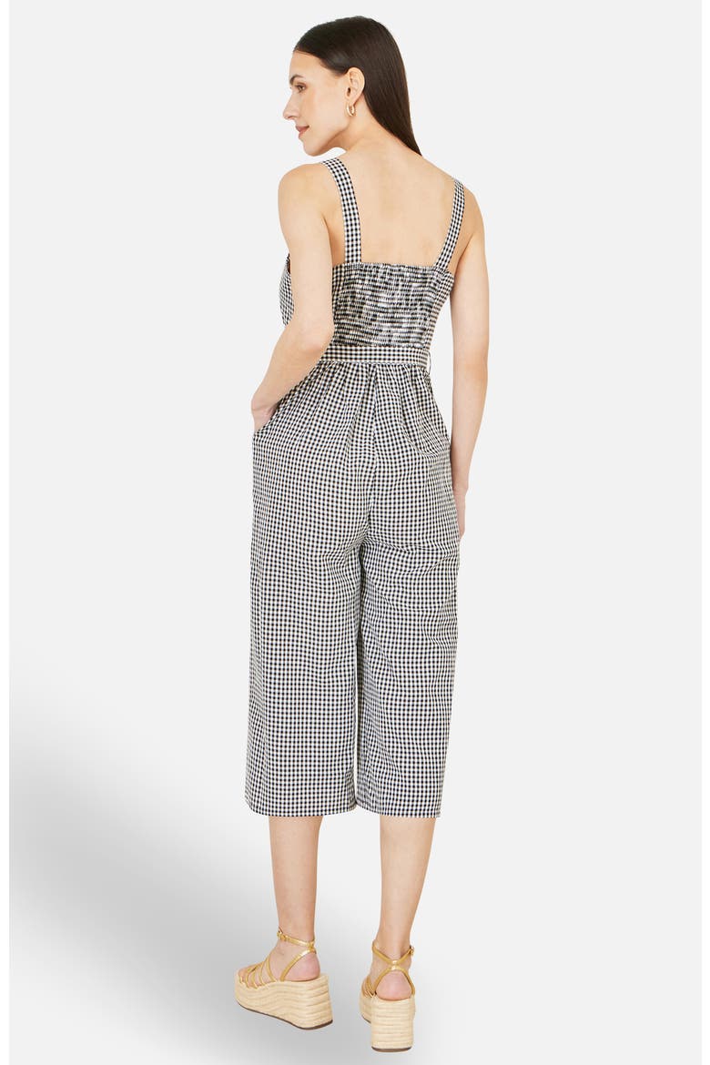 Gingham Button Through Jumpsuit, Alternate, color, Black