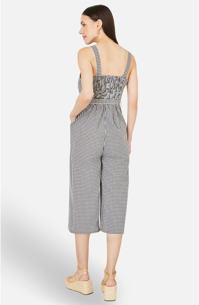 Yumi Gingham Button Through Jumpsuit, Alternate, color, Black