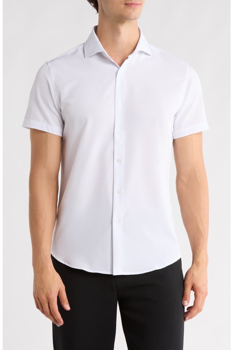 Stretch Woven Short Sleeve Shirt, Main, color, WHITE