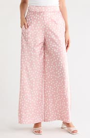 Renee C Polka Dot Satin Wide Leg Pants