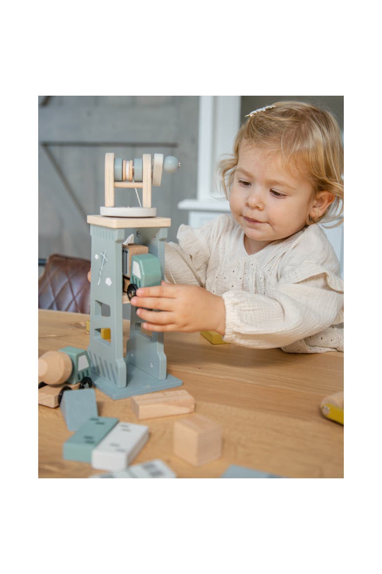 Wooden Construction Site Play Set, 13 Blocks, 6 Vehicles, Ages 3+, Alternate, color, Multicolored