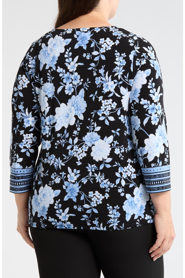 Floral Print Border Top, Alternate, color, ANNE BLACK MULTI