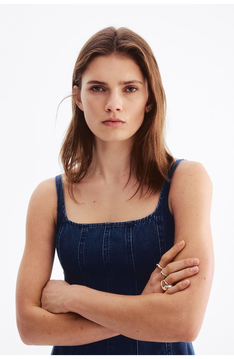 H&M Denim midi dress, Alternate, color, Denim Blue