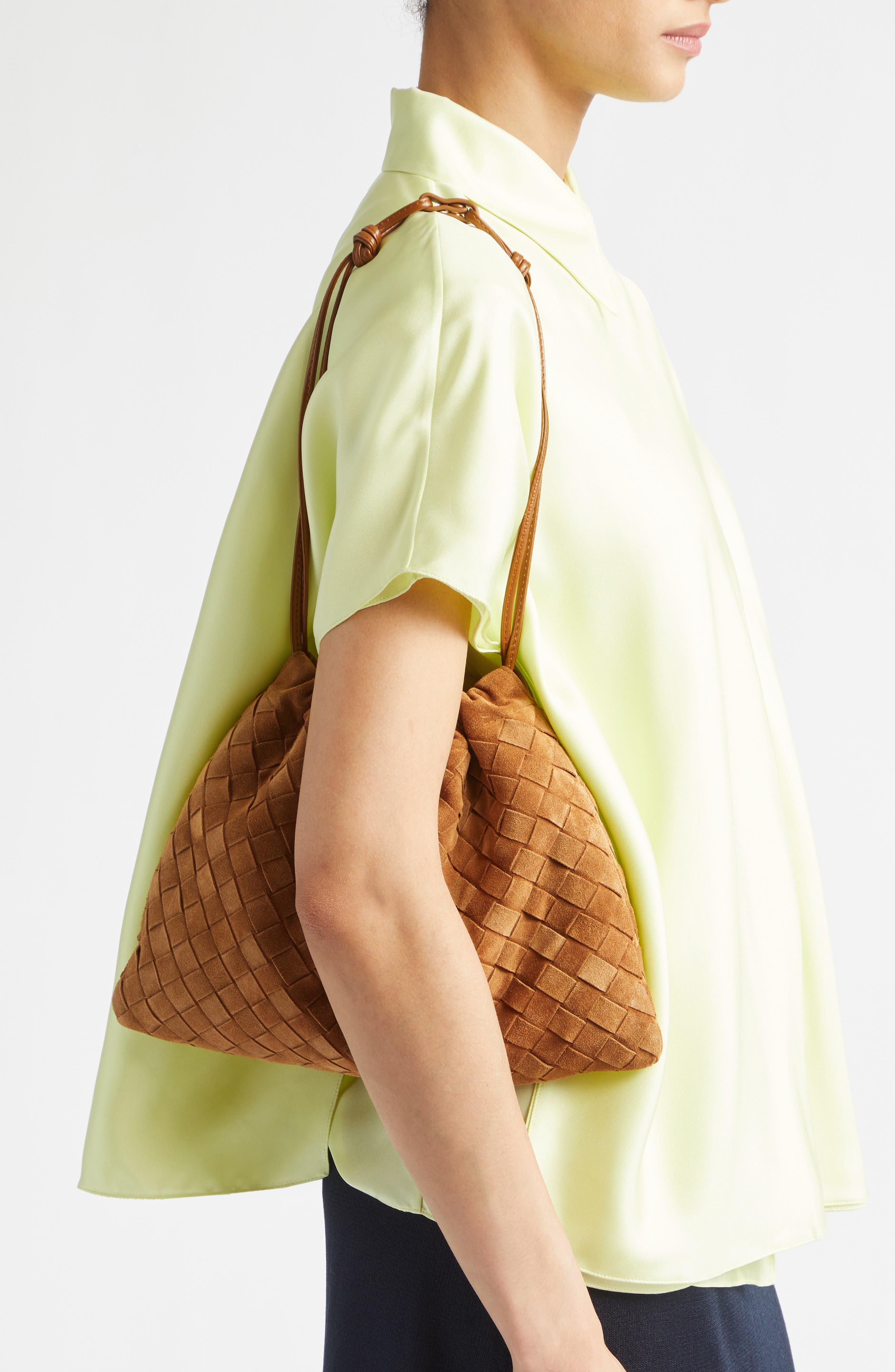 Medium Dustbag Intrecciato Suede Bag, Alternate, color, 2588 AMBER/GOLD