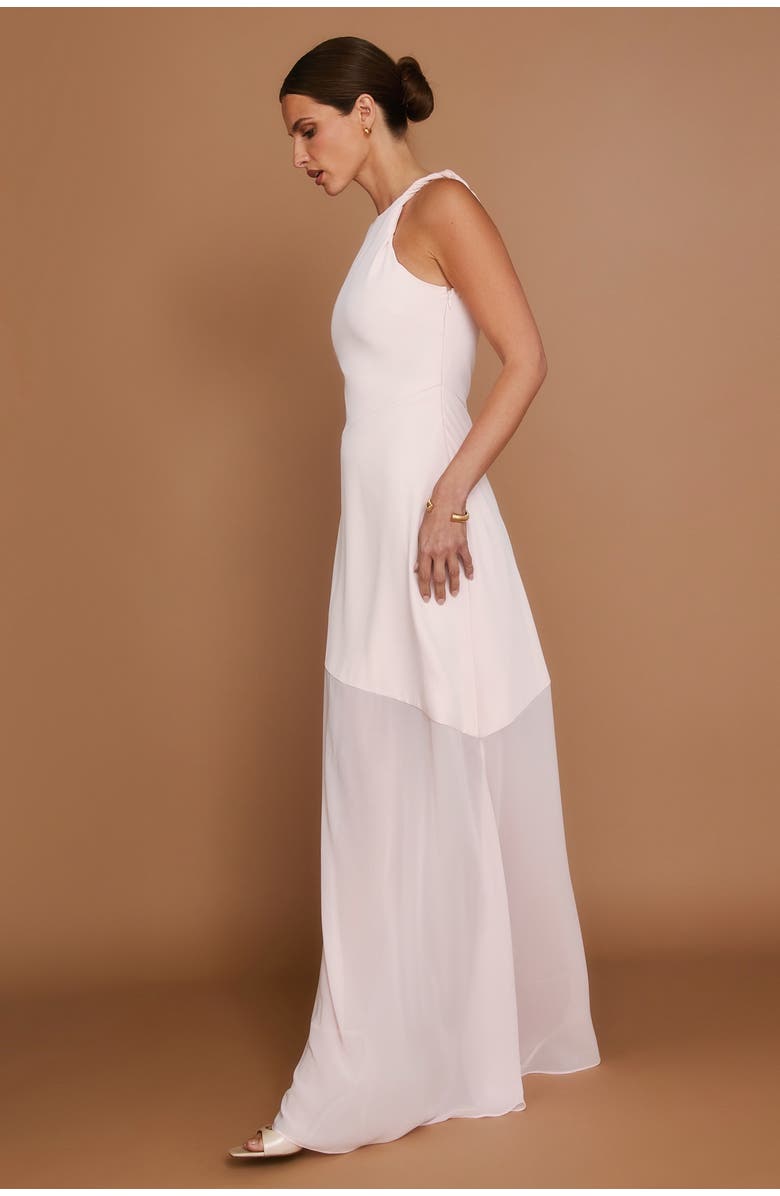 Six Stories Twist Strap Sheer Hem Maxi Dress, Alternate, color, Pale Pink