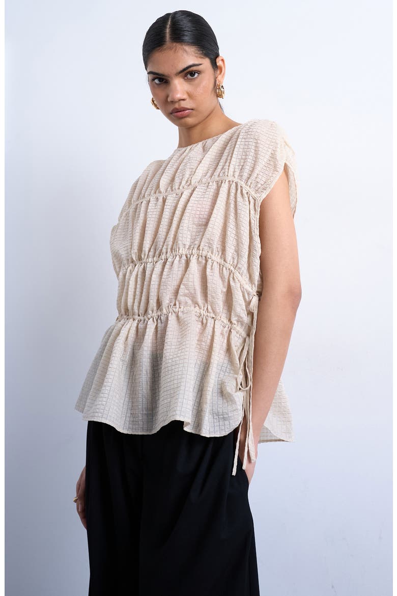 Channeled Cap Sleeve Top, Main, color, IVORY