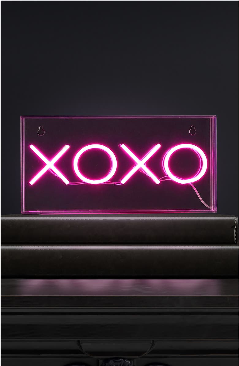 JONATHAN Y Contemporary Glam Acrylic Box USB Operated LED Neon Light, Alternate, color, Pink